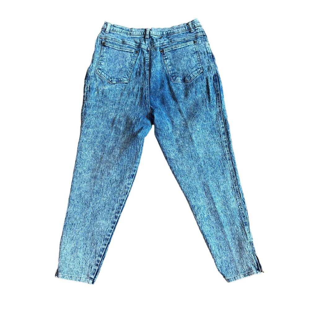 Stefano World Wide Dark Wash Acid Wash Peg Leg Zipper Accent Jeans size 20 - Picture 6 of 10